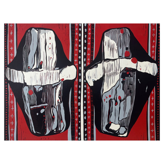 "Boundary Stones" Original Linocut