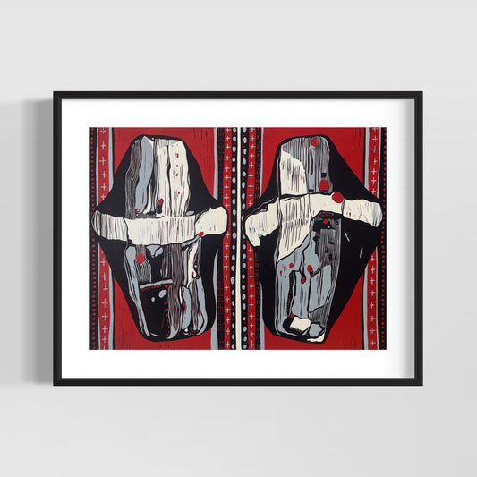 "Boundary Stones" Original Linocut