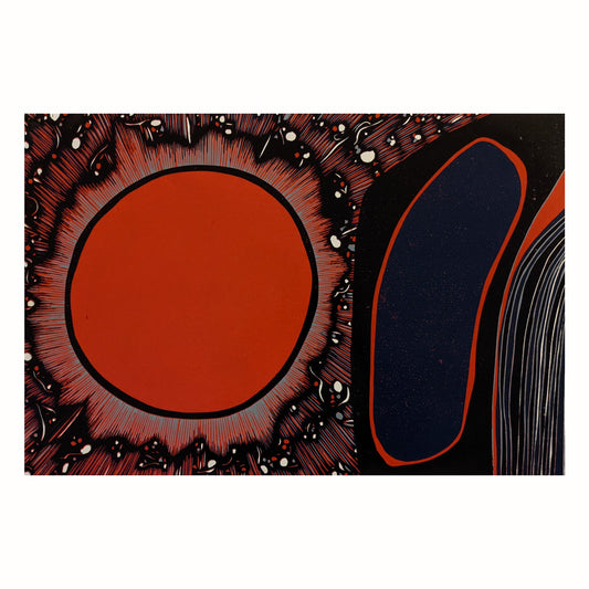 "Untitled (Red and Blue)" Original Linocut