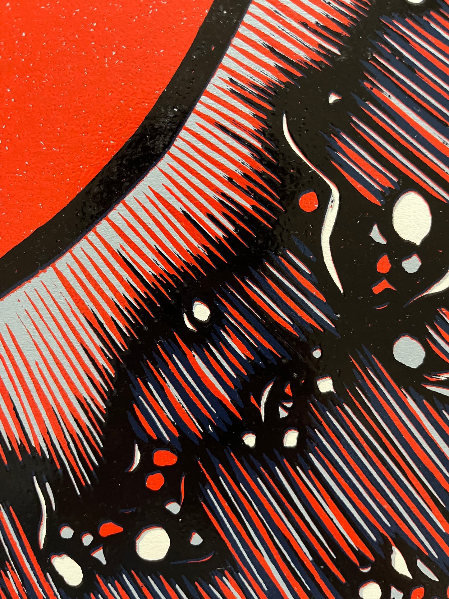 "Untitled (Red and Blue)" Original Linocut