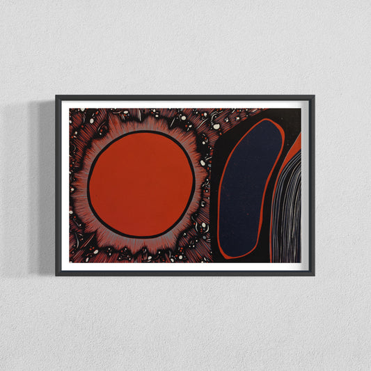 "Untitled (Red and Blue)" Original Linocut