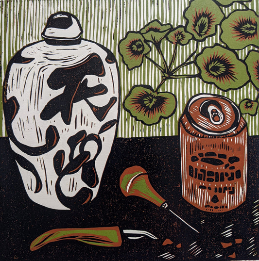 "Still Life: Lockdown" Original Linocut