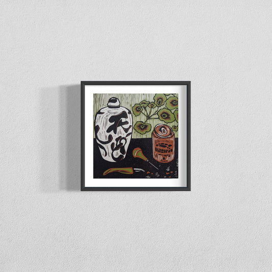 "Still Life: Lockdown" Original Linocut