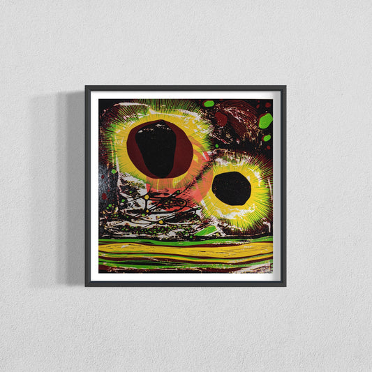 "Untitled (Yellow, purple, green)" Original Linocut