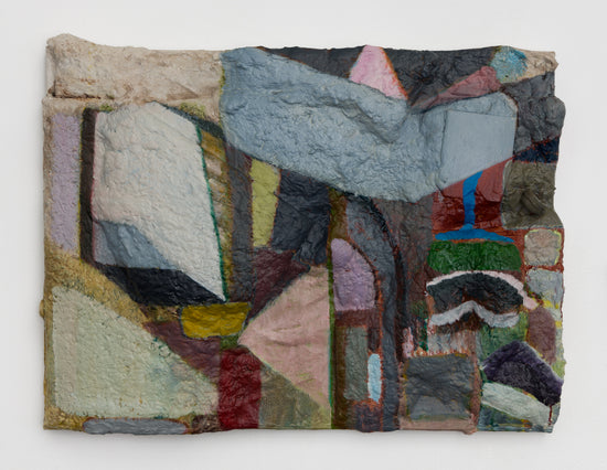 Multicolored abstract textured artwork on a white background