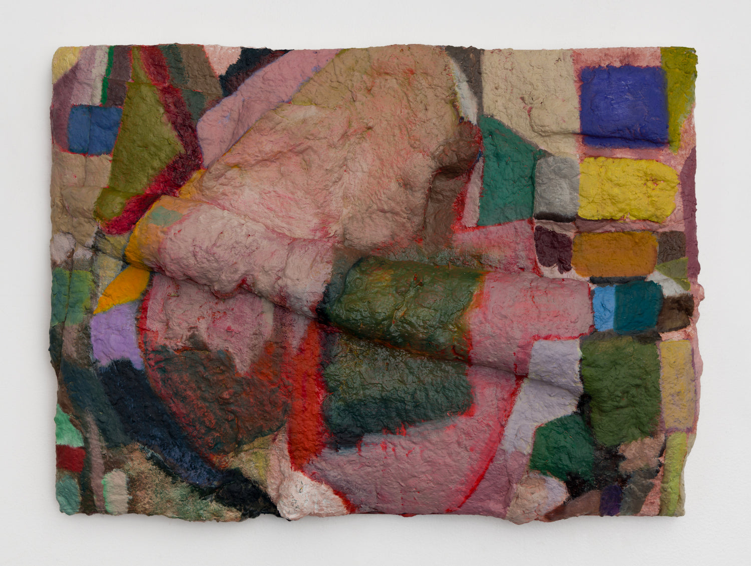 Multicolored textured painting on a white background